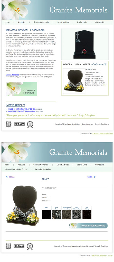 Granite Memorials Website
